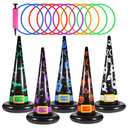 Halloween Ring Toss Game Set - Inflatable Witch Hat With 10 Plastic Rings and Air Pump - Fun Family Party Game and Decoration