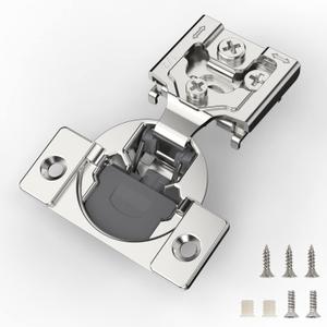 Furniware 50 Pieces 1/2 inch Overlay Soft Close Cabinet Hinges for Face Frame Cabinet, Stainless Steel, 105 Opening Angle, Concealed Self Closing Door Hinges- 3 Way Adjustment