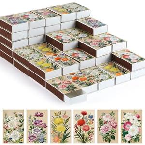 FuWeave 60 Pcs Spring Flower Blank Matches Containers 2.24 x 1.42 x 0.59 Inches Floral Match Holder Baby Shower Tea Party Favor for Guests Decorative Match Storage Boxes (Spring)