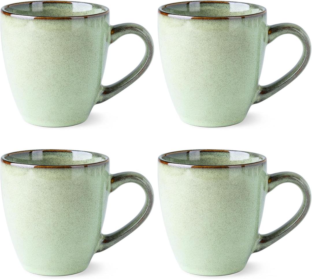 GBHOME Ceramic Coffee Mugs Set of 4, 12oz Stoneware Coffee Mugs Set For Dad Mom Women MEN, Light Weight Ceramic Coffee Cups for Latte/Tea/Beer/Hot Cocoa, Dishwasher & Microwave Safe, Pastel Green