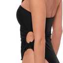 Sports Illustrated Womens Strapless One Piece W/Adjustable Side Cutouts (Black, S)