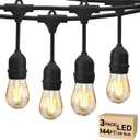 Svater 144 FT Outdoor String Lights 2W, Patio Light for Outside with 48 Antique S14 Plastic LED Bulbs, IP65 Waterproof Hanging Cafe Market Lighting, ETL-Listed Dimmable Warm White (48 FT x 3)