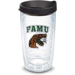 Tervis Florida A&M Rattlers Logo Tumbler with Emblem and Black Lid 16oz, Clear