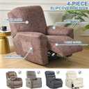 Eco-Ancheng Recliner Slipcovers 4-Pieces Lazyboy Recliner Covers Recliner Couch Covers Recliner Chair Cover Non Slip Reclining Slipcovers with Storage Pockets Furniture Protector for Living Room