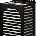 Laundry Hamper, 22.5 Gallon (85L) Bamboo Wood Clothes Laundry Basket with Lid and Handles, Removable Liner (Black, Large)
