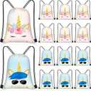 Censen 24 Pcs Unicorn Drawstring Bags Set Bulk 12 x 10 Inch Candy Treat Goody Waterproof Beach Bags for Girls Boys Kids Unicorn Themed Party Birthday Party Favor Supplies