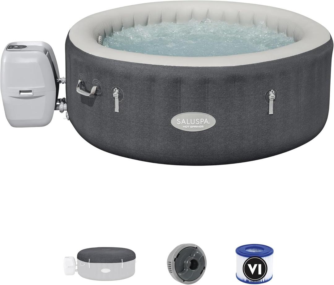 Bestway SaluSpa Hot Springs Inflatable Hot Tub, Fits Up to 2-4 Persons, Energy-Efficient Portable Spa, Outdoor Blow Up Hottub for Backyard, 120 AirJets, 71" x 26" Round