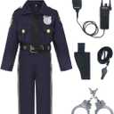 Kids Police Officer Costume Deluxe Cop Set for Halloween Cosplay Dress Up (10-12 Years)