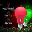 4 Pack LED Red and Green Light Bulbs - 120V E26 Base 9 Watt (60-watt Replacement) - Red and Green Bulbs for Party Decoration, Porch, Home Lighting, Christmas 4 Pack