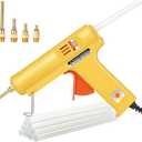 Chanseon 150 watts Industrial Hot Melt Glue Gun US Plug with 10 Pcs Glue Sticks Adjustable Temperature 5 Copper Nozzles for DIY Crafts and Quick Repairs