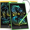 TECJOE 2 Pack LCD Writing Tablet, 8.5 Inch Colorful Doodle Board Drawing Tablet for Kids, Kids Travel Games Activity Learning Toys Birthday Gifts for 3 4 5 6 Year Old Boys and Girls Toddlers (Yellow Green)