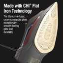 CHI Steam Iron for Clothes with 8 Retractable Cord, 1700 Watts, 3-Way Auto Shutoff, 400+ Holes, Professional Grade, Temperature Control Dial, Titanium Infused Ceramic Soleplate, Black/Chrome (13109)