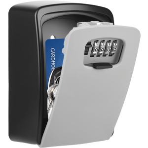 Diyife Large Capacity Key Lock Box Wall Mounted, Weatherproof 4 Digit Combination Key Storage Box for Car Keys, House Keys, Key Safe Security Lock Box with Code for Indoor Outdoor Home Office Garage (5.71"D x 4.13"W x 2.16"H)