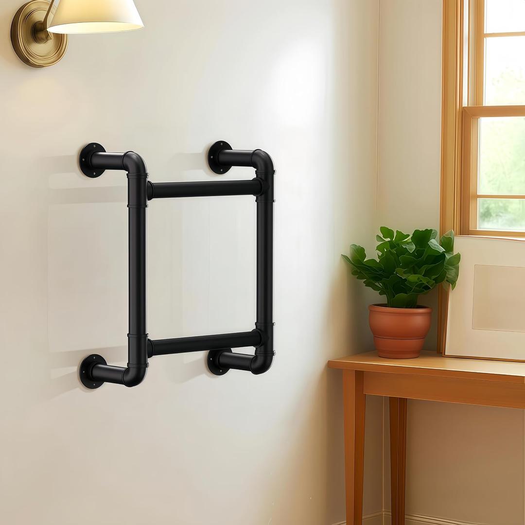 1.65FT Safety Wall Mounted Steel Ladder - 2-Rung Pipe Egress Ladder for Window Well, Loft, Warehouse, Blanket Rack | Indoor & Small Space Use
