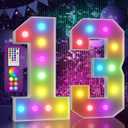 Marquee Numbers Colorful 13th Birthday Decoration: 4FT Large Light Up 13 Year Old Birthday Decorations Anniversary Backdrop Cardboard Sign 18 Colors Number 13 Mosaic Balloon Frame