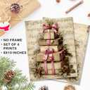 WDSFHYJK Pink Vintage Christmas Wall Art Decor Set of 4, Vintage Christmas Decor, Retro Christmas Tree Snowman Santa Poster Prints Pictures for Home Living Room Bedroom Decor, 8x10 Unframed