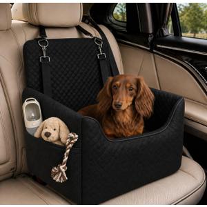 ALL GOOD PET SUPPLIES Dog Car Seat for Small/Medium Dogs Under 35lbs, Soft Booster Car Seat with Detachable Washable Cover and Cushion, Puppy Dog Car Bed, Black
