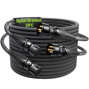 XLR Cables 15 Feet 2 Pack, Professional Gold-Plated Rean Connectors from Neutrik, Kevlar-Reinforced Nylon Braided Microphone Cable, Mic Cable, Durable Shielded and Balanced XLR Male to Female Cord