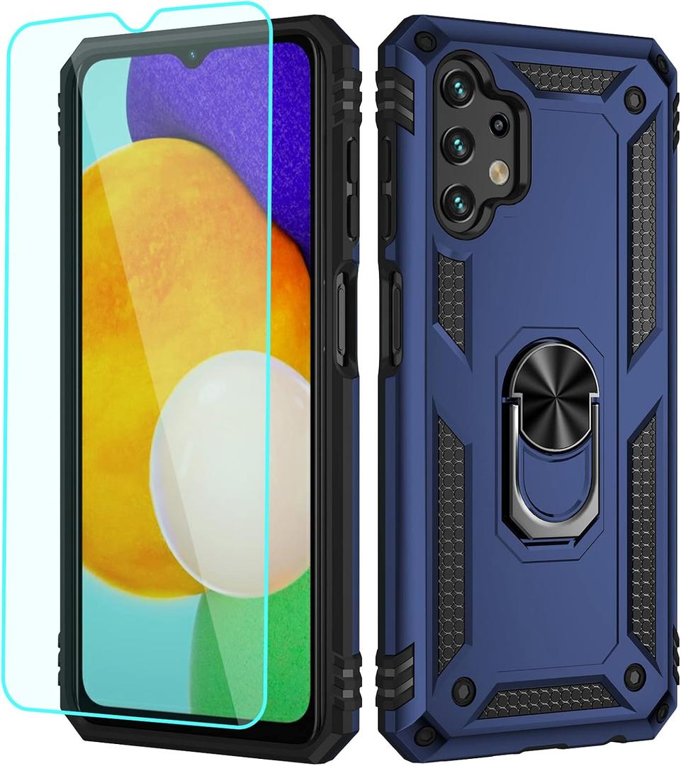2 x for Galaxy A13 LTE 4G Case,(NOT for 5G) with Screen Protector,[Military Grade] 16ft. Drop Tested Cover with Magnetic Kickstand Car Mount Protective Case for Galaxy A13 4G, Blue