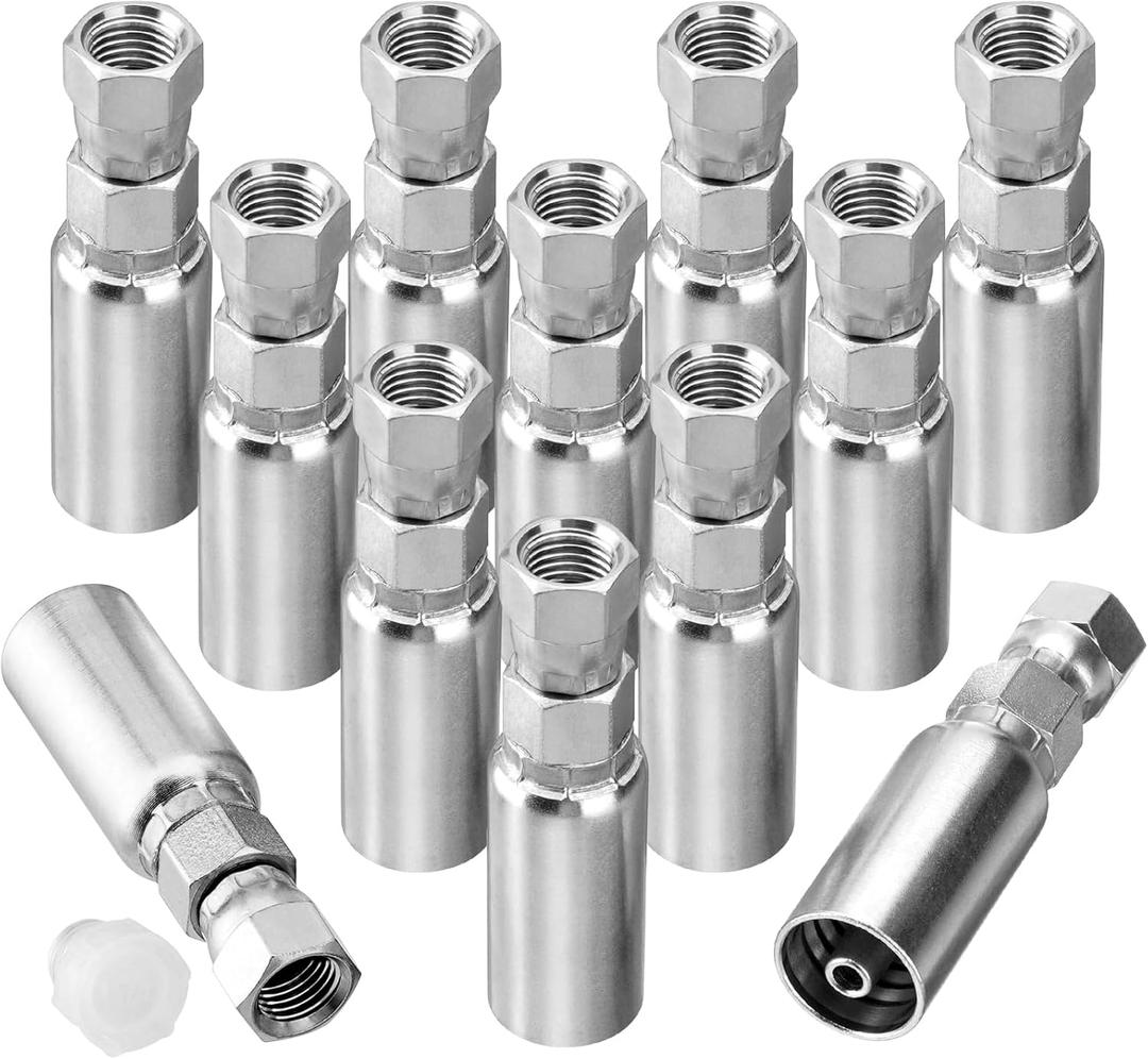 12 Pack Hydraulic Hose End Fittings: 1/4" I.D. Hose x 1/4" JIC 37 Female With Protection Cover Hydraulic Hose End Swivel Crimp Fitting