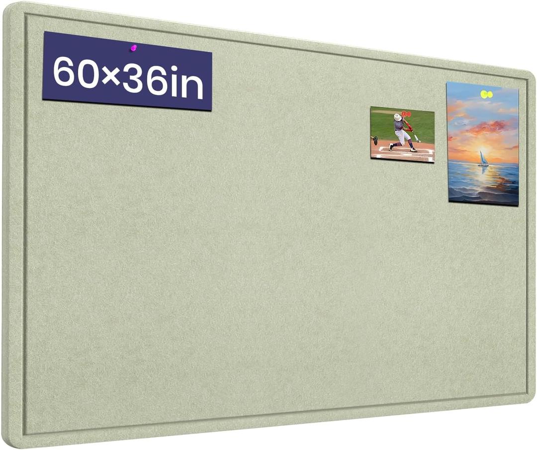 Large Bulletin Board 60" x 36" Felt Cork Board,Decor Pin Board, Sage Green | Cork Board Alternative for Wall, Foldable Self-Adhesive Vision Board Prayer Board with Pushpins for Home Office Classroom