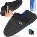 Heated Slippers, BIAL Unisex Electric Heating Pad for Feet, Rechargeable Battery Shoes Cordless Heat Foot Warmer Feet Warmer Winter Slippers Cold Weather Slippers for Men Women, Black + Aqua Blue