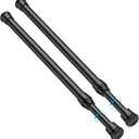 MEXAU 2PCS Small Tension Curtain Rod 11 to 19 Inch,Black Short Curtain Rods No Drilling,Loaded Expandable Spring Curtain Rods for Kitchen,Closet,Cupboard,Door,Bookshelf