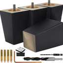 Airy Abode Premium Black Square Furniture Legs (Full Install Kit) - Pick Your Size and Color (4 Inches)