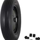 Flat Free 4.80/4.00-8 Tire Assembly with Adapter Kit, Ribbed Tread