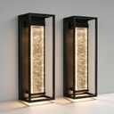 16 Inch Modern Outdoor Wall Sconce, Matte Black Waterproof Exterior Wall Light with Metal Frame and Crystal Bubble Glass, LED 3000K Warm White Lantern for Porch Garage Patio Lighting (2 Pack)