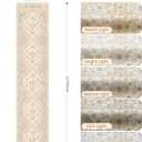 Carpet Runners for Hallway 12ft, Non-Slip Long Bathroom Rugs Runner for Kitchen, Living Room, Soft Vintage Washable Rug for Entryway, Thin Floor Mat for Dining Room(Cream/Beige,2.5'x12')