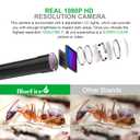 BlueFire Upgraded 1080P 5.5mm Semi-Rigid Inspection Camera, 2 MP HD WiFi Borescope Snake Camera, Zoomable Focus 1800mA Battery Wireless Endoscope for Android and iOS Smartphone, Tablet (11.5FT)