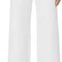 Womens High Waist Wide Straight Leg Trousers Casual Slacks Dress Pants with Pockets, (White, 14XTall)