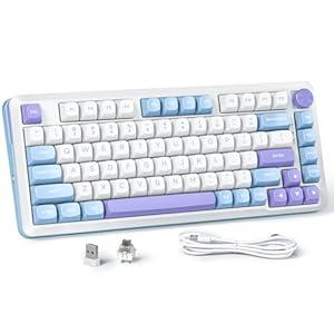 Redragon K681 Wireless Mechanical Keyboard, Gasket Mounted RGB Gaming Keyboard with Volume Knob, MDA-Profile, Pre-Lubed Linear Switches, 81 Keys 75％ Tri-Mode Hot Swappable for PC/ Xbox/ Ps (Periwinkle)