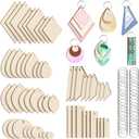 Unfinished Wooden Earrings Blanks 380 Pieces Wood Earring Blanks 180 Pieces Wood Pendants with 200 Pieces Jump Rings for Jewelry DIY Craft Making