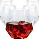 Goodluck 40 PCS Diamond Stemless Plastic Wine Whiskey Glasses, 12 Oz Disposable Cocktail Glasses, Suitable for Weddings, Birthday Parties, Family Gatherings, Bars, etc (Clear)