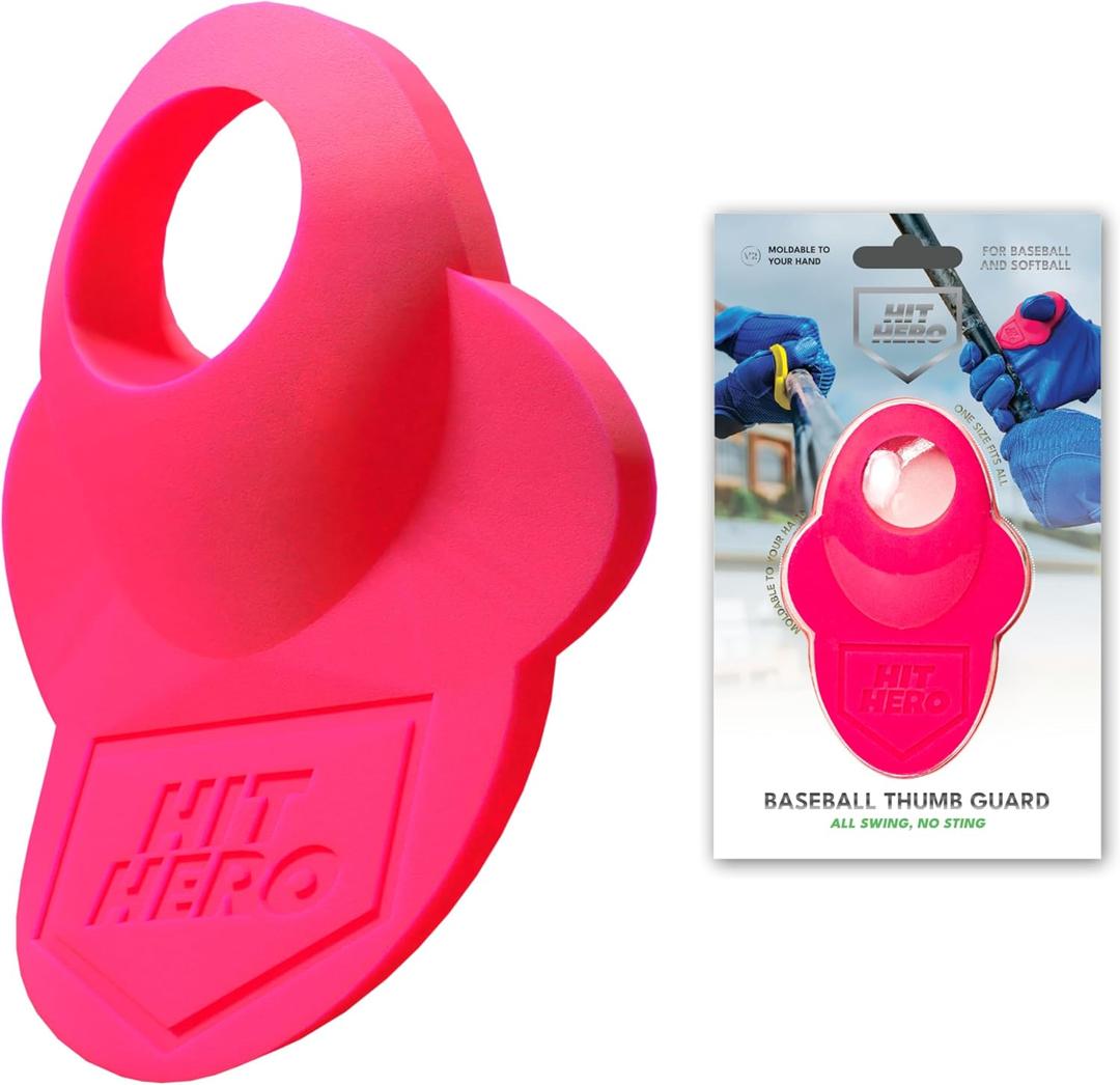 Baseball Thumb Guard, Batters Batting Grip, Finger Guard, Accessory, Batting Protection, Reduce Bat Sting, Hitting Aid (New V2 Pink)