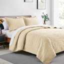 Love's cabin King Size Quilt Set Camel Bedspreads - Soft Bed Fall Lightweight Bedspread Comforter - Modern Style Coin Pattern Coverlet for All Season - 3 Pieces (1 Quilt, 2 Pillow Shams)