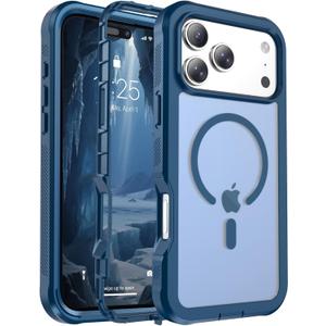 Magnetic for iPhone 17 Pro Max Case, [Compatible with MagSafe][Military Grade Drop Protection][Heavy Duty Protection][Non-Slip][Shockproof] 2-Layer Durable Bumper Phone Case 6.9''-Deep Blue
