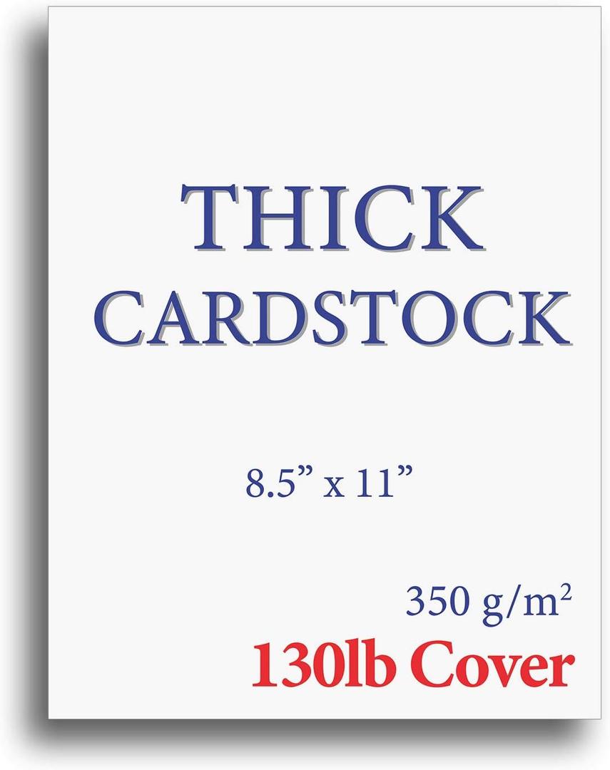 Extra Heavy Duty 130lb Cover Cardstock - Bright White - 350gsm 17pt Thick Paper for Inkjet & Laser Printers - 8-1/2" x 11" - 100 Pack