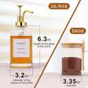 Coffee Bar Accessories, Coffee Syrup Dispenser-2 Pcs16.9 oz, Syrup Pump Dispenser for Coffee Bar, with Glass Bamboo Lid Jar with Spoon, Gold Pump Syrup Dispenser with Labels, 16.9 oz , Standard