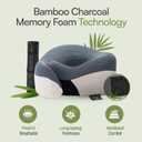 Neck Pillow for Traveling - Bamboo Charcoal Memory Foam with 360 Chin Support for Airplane, Soft & Breathable, Seamless Design, Removable Cover, Travel Accessories Included