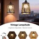 Battery Operated Chandelier with Remote, IP44 Waterproof Outdoor Pendant Light, No Wiring Needed Gazebo Lights for Porch, Patio, Balcony, Pergola, Shed, Home Decor (Tree Pattern)