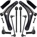 AUQDD 10Pc Front End Kit Fit For 2008-17 Mi-tsubishi Lancer (No Evo), 07-20 Outlander, 2 Lower Control Arm w/Ball Joint 2 Sway Bar Link 4 Outer Inner Tie Rod End (# K620548 K750385 EV800638 ES800471)