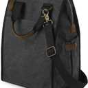 SMRITI Insulated Canvas Lunch Bag for Women/Men-9.6 L Reusable Leakproof Lunch Tote Bag for Work Picnic Beach - Fashion Lunchbox for Men and Women with Shoulder Strap(Dark Grey)