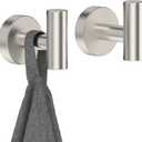Brushed Nickel Towel Hook, Coat Robe Clothes Hook for Kitchen Garage Wall Mounted 2 Pack, 304 Stainless Steel, Heavy Duty Door Hanger, Cabinet Closet Wall Hook for Hotel Pool(Brushed Nickel)