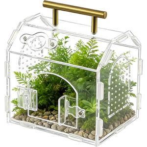 5.9" x 4.7" x 5.5" Acrylic Jumping Spider & Tarantula Enclosure Transparent Insect Terrarium with Handle & Magnetic Door for Reptiles, Amphibians & Spiders