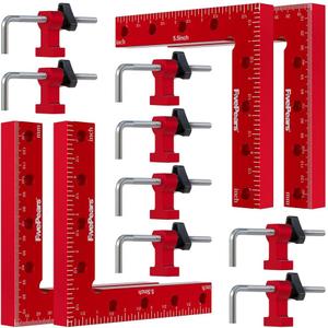 Fivepears 4 Pack 90 degree positioning square clamps set for woodworking, 5.5" x 5.5"(14 x 14cm) aluminum precision right angle corner clamp for square picture frame tool box cabinet drawer and wood