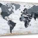 World Map Canvas Wall Art Decor Black Wall Decor Office World Map Wall Art World Pictures for Living Room Wall Decoration Map Picture Framed Artwork Decor for Home Bedroom Decoration 30"x60"