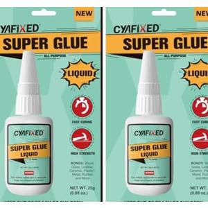 Super CA Glue Liquid, Clear Quick Dry Cyanoacrylate Adhesive for Wood Plastic Leather Metal Pottery Glass Ceramic Shoe Sole Repair, Instant Strong Bond for Jewelry, Craft, 3D Models, Woodworking 2 Pack